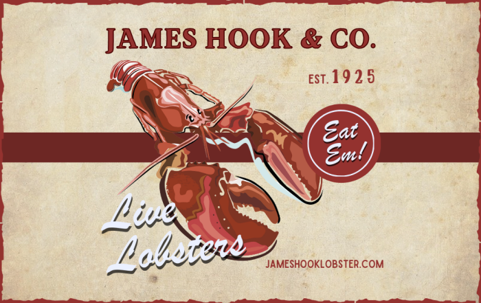 James Hook & Co. live lobster logo with “Eat ’Em!”