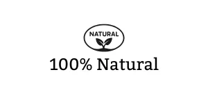 100 Percent Natural “100% Natural” graphic with a leaf icon