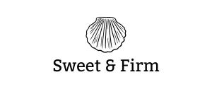 Sweet and Firm Scallops “Sweet & Firm” graphic with a scallop shell illustration